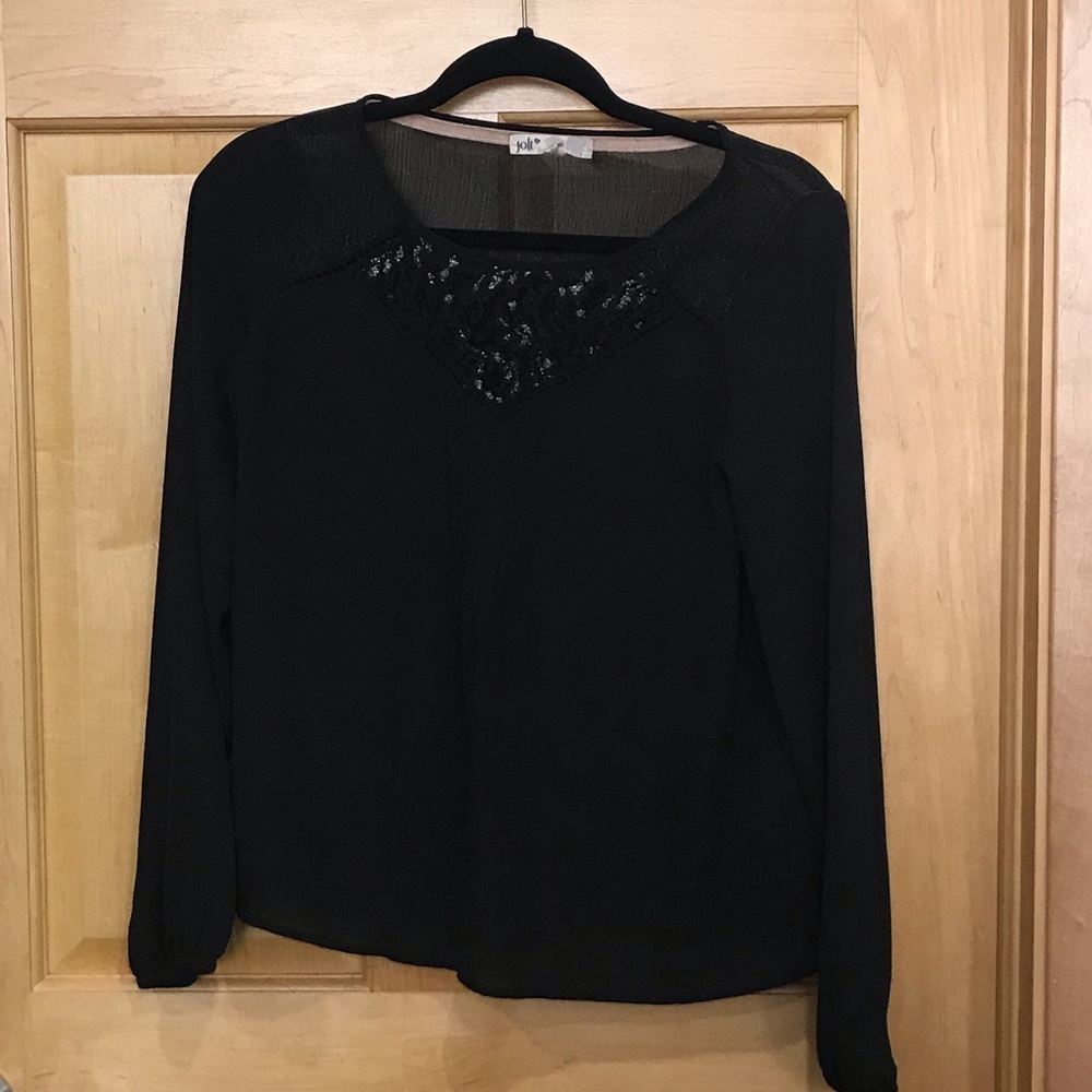 Jolt Black Long Sleeve Top with Lace Detail size S